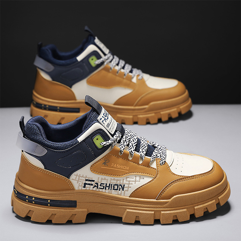 2024 otoño nuevos zapatos de hombre de baja altura de estilo de moda casuales de suela gruesa aumentada de cuero empalmado zapatos de hombre de estilo británico