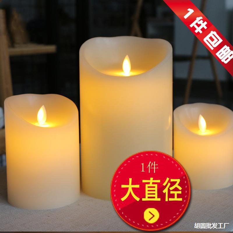 大直徑led電子蠟燭燈搖擺火苗仿真石蠟假蠟燭婚慶表白裝飾引路燈