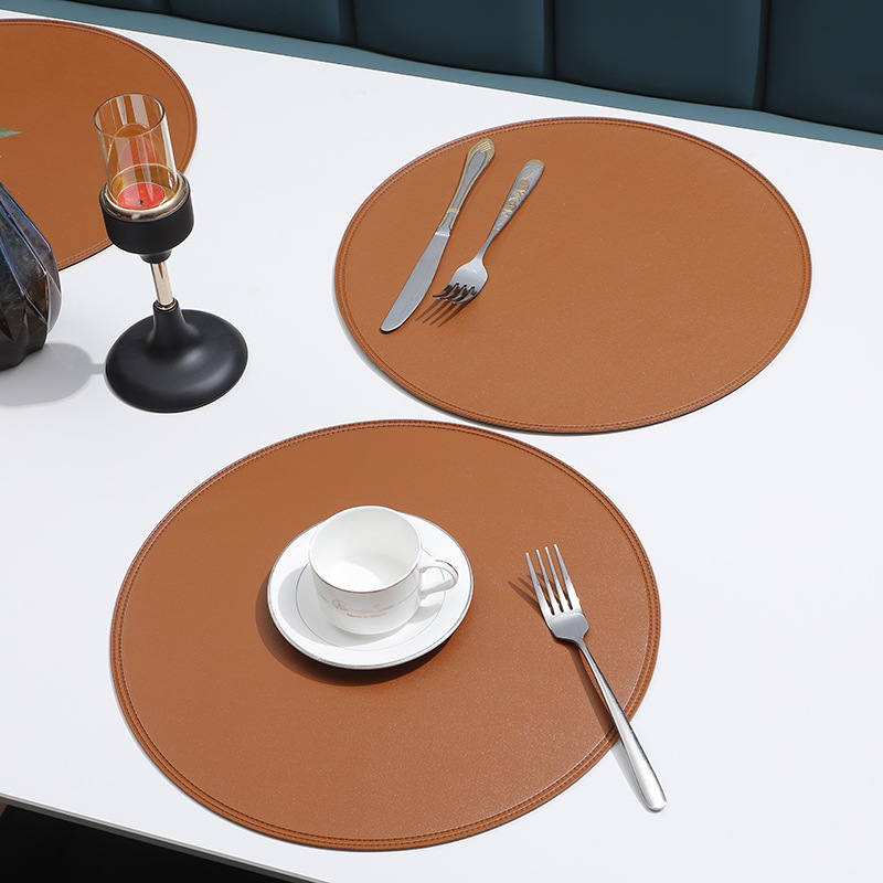 圆形皮革餐垫隔热垫家居双面使用餐桌垫酒店西餐垫餐具垫子可定详情4
