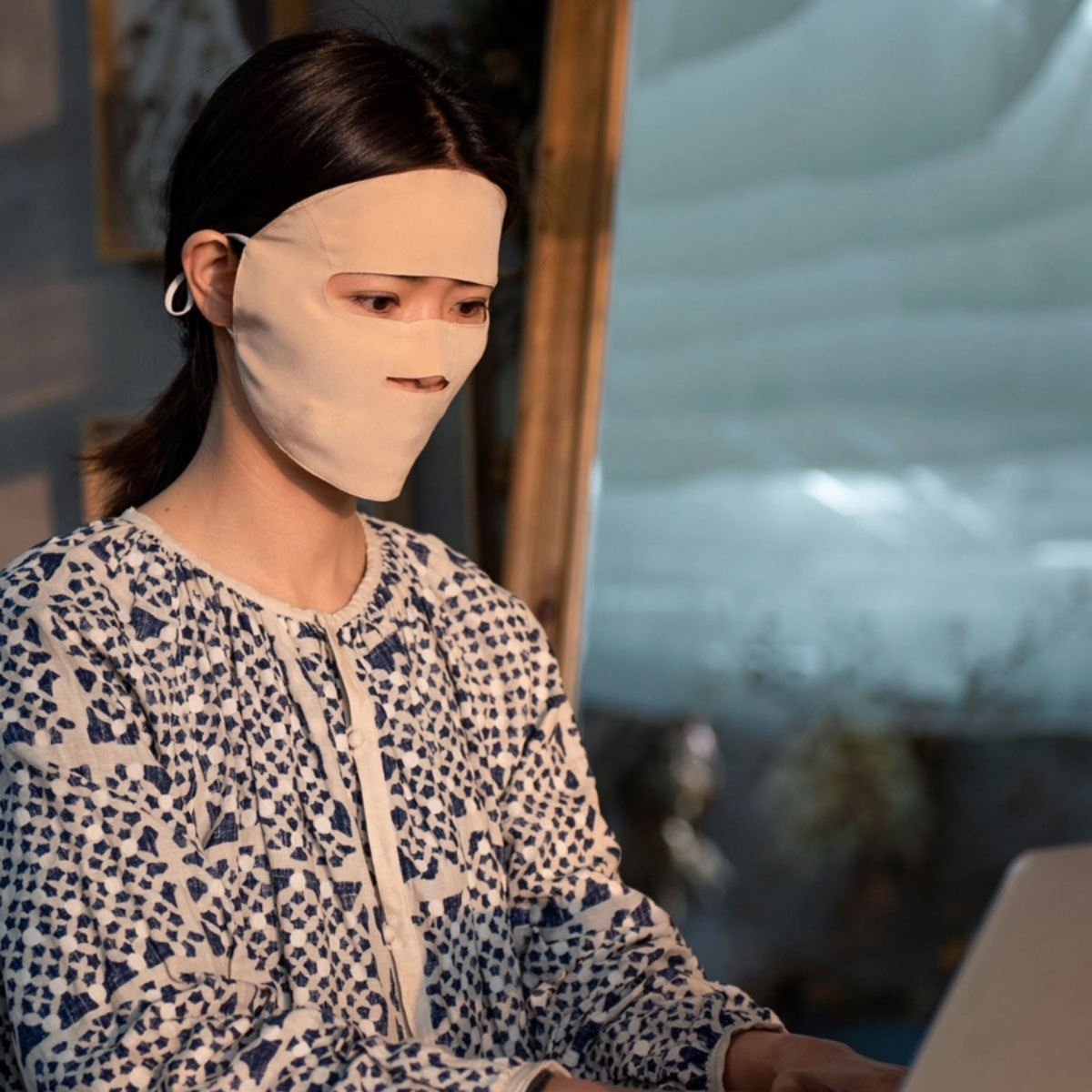 一只鹿儿真丝面罩草木染全脸防晒防蓝光防油烟防过敏防紫外线透气