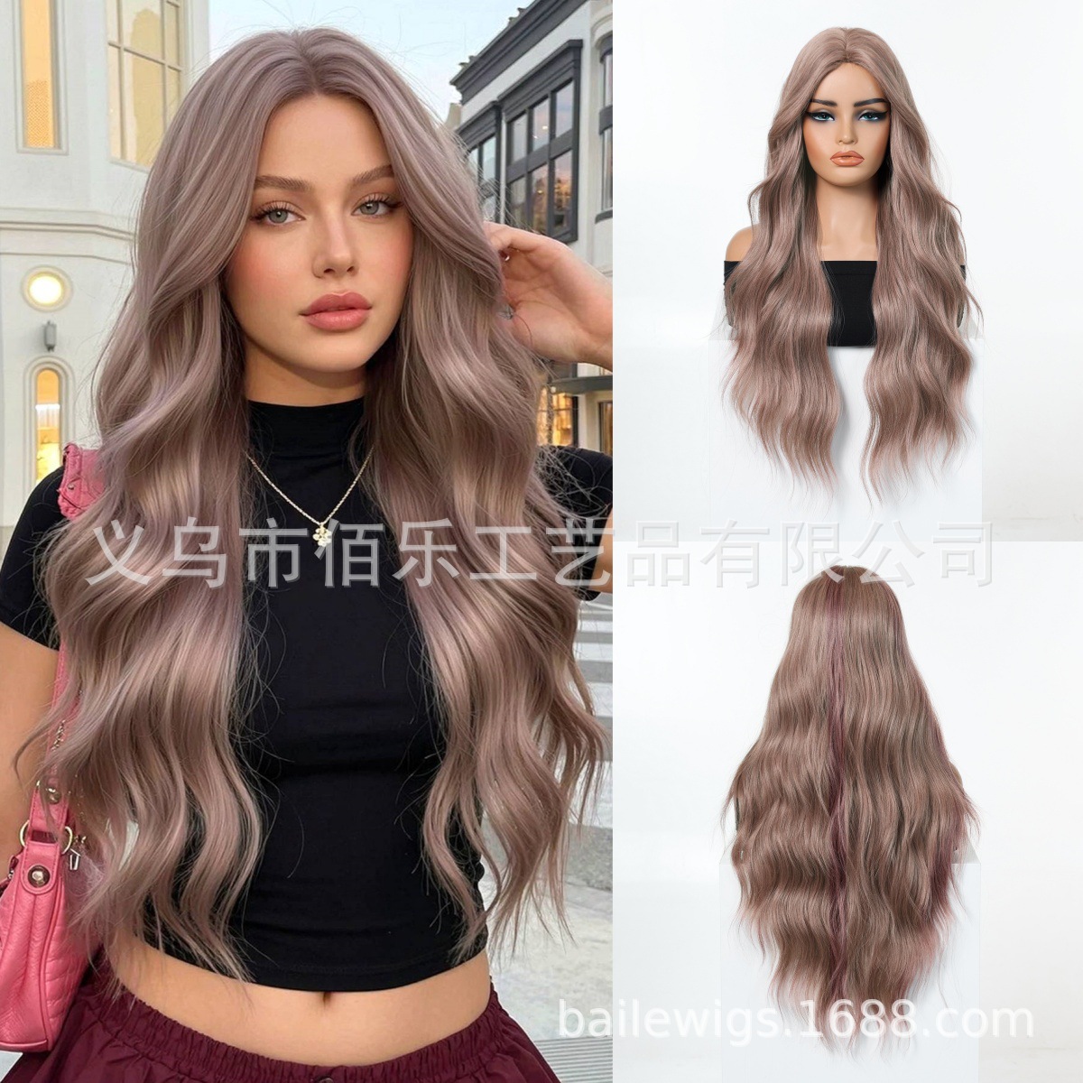 Peruca marrón oscuro teñido teñido claro oro largo rizos de cabello completo cubierta de cabeza femenina simulación cuero cabelludo wig seda de alta temperatura