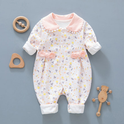 Estilo Occidental recién nacido ropa de bebé Primavera de manga larga mameluco Delgado princesa bebé niña mono primavera y otoño mameluco