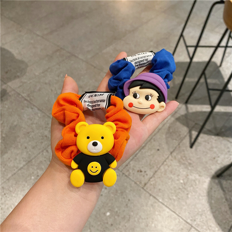 Accesorios para el pelo de los niños niñas flor diadema estilo coreano colorido tela dibujos animados cara sonriente banda pelo lindo gran intestino anillo tocado