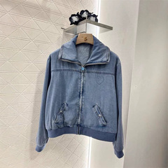 2025早春の新型南油chaレトロ刺繍アルファベット愛模様しわ包縁襟カウボーイコート
