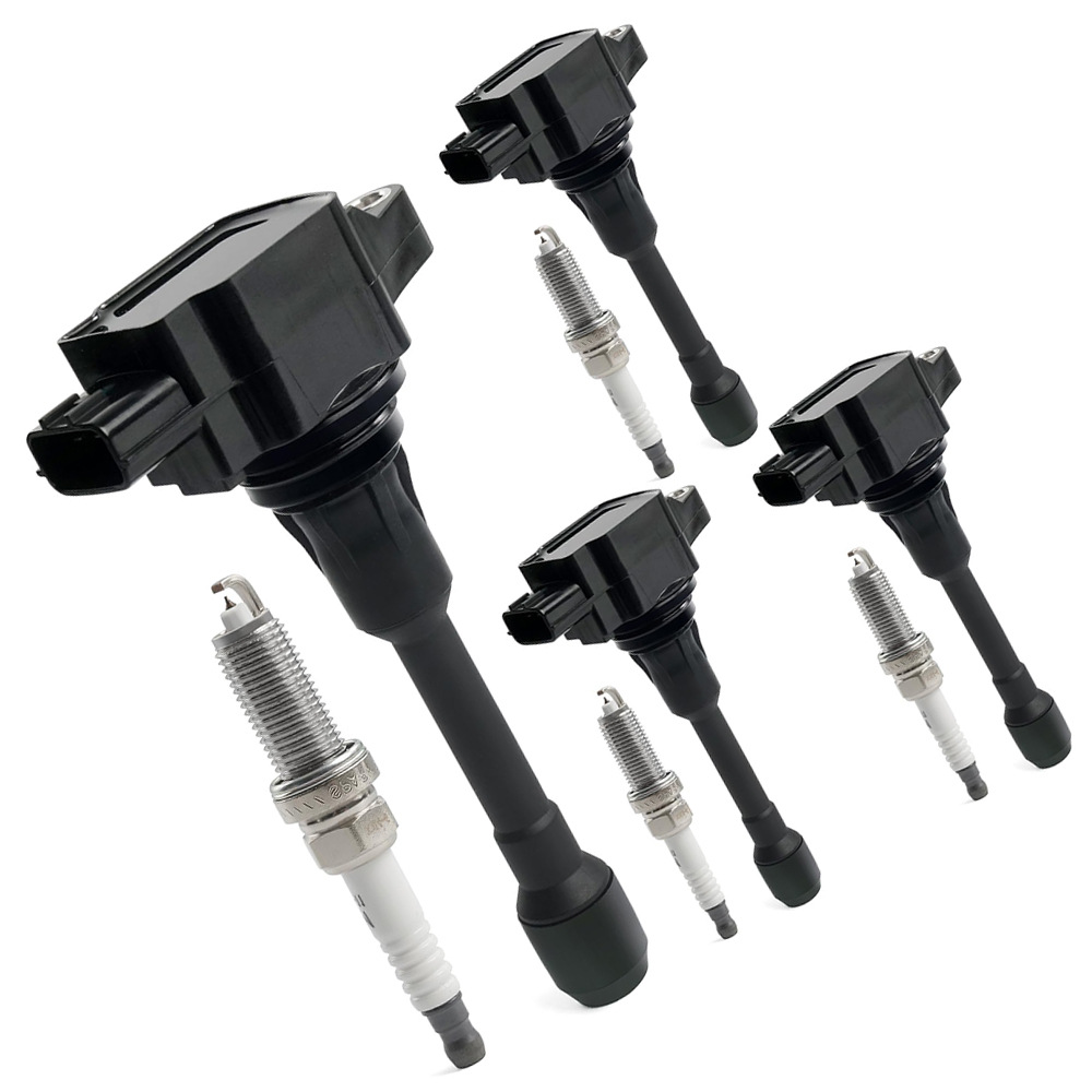A set of 4 ignition coils + iridium spark plugs suitable for Nissan 1.6 1.8 2.0 2.5L UF549