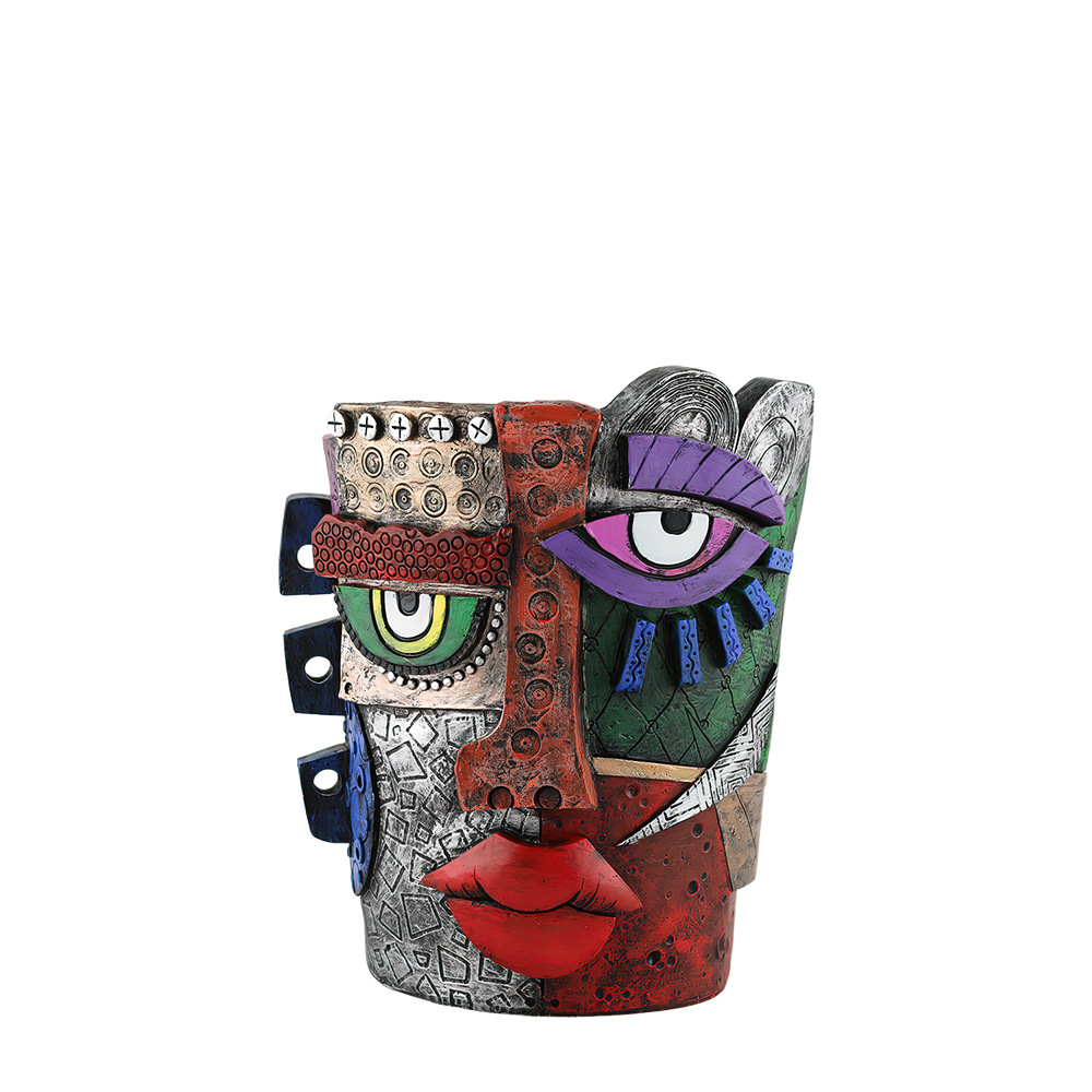  New Creative Maya Abstract Face Flower Pot Resin Decoration Personalized Art Home Garden Landscape Decoration