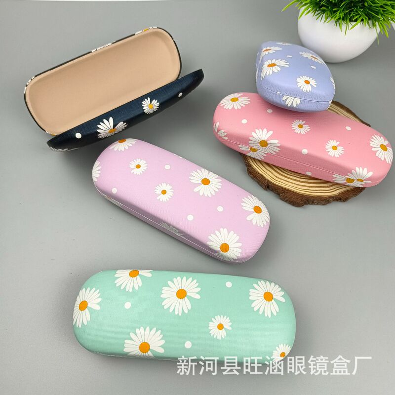 Creative Ins Small Daisy Glasses Case Student Myopia Simple Storage Box Girl Portable Anti-Stress Glasses Storage Box