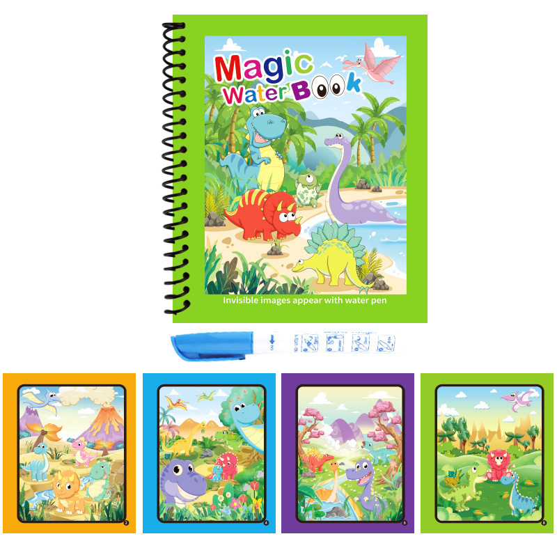 子供用魔法の水彩画帳、落書き帳、ペン付きの厚みのある絵、水に浸して描く、幼稚園の男の子と女の子|undefined
