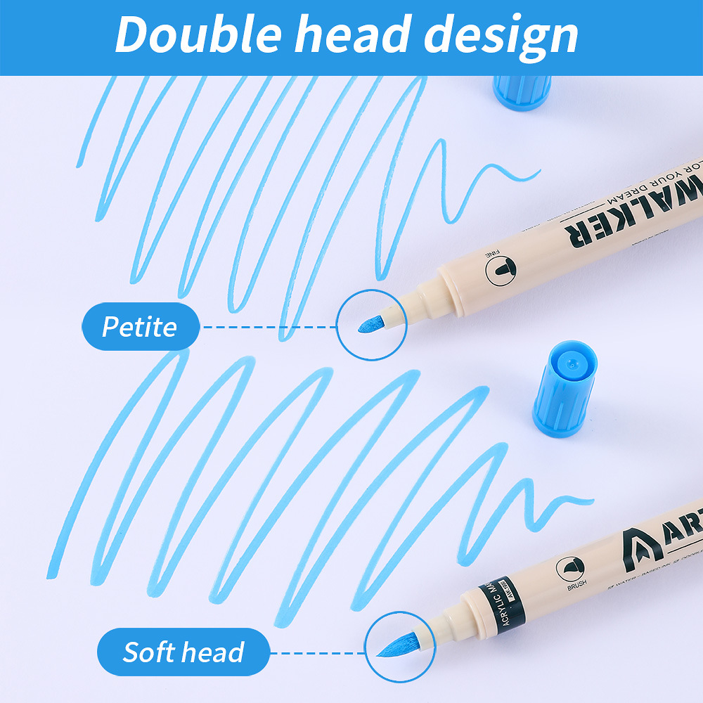 Transfronterizos calientes de doble cabeza de acrílico marcador 36 color conjunto de bolígrafo de dibujo blando y duro de doble cabeza de dibujo conjunto de papelería de dibujo infantil