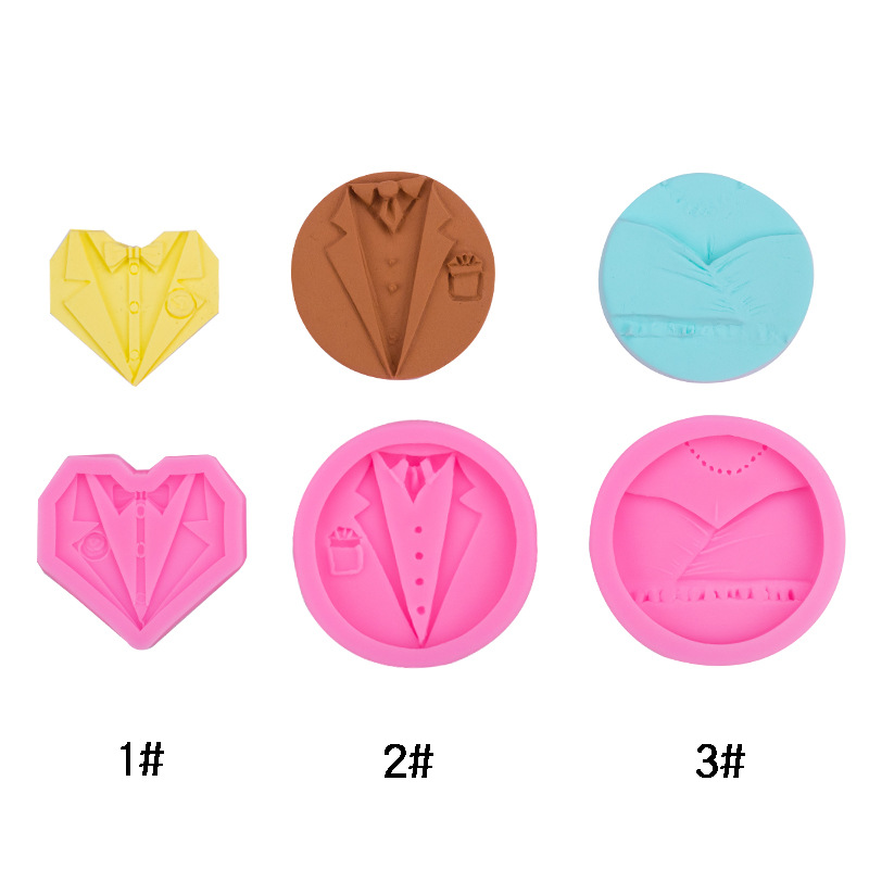 Hombres y mujeres traje de banquete vestido noche silicona líquida molde fondant DIY arcilla suave herramienta modelado