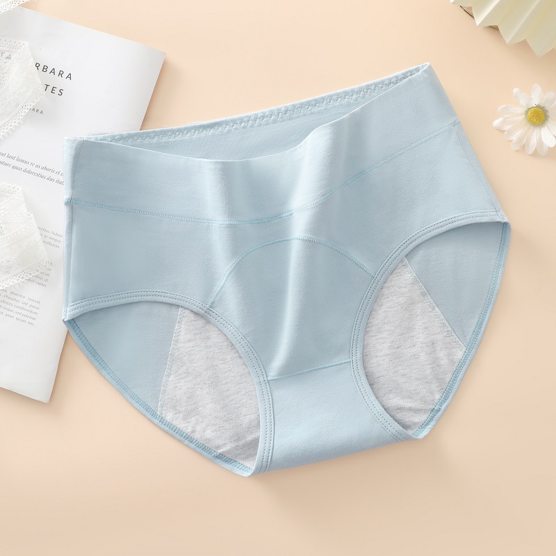 Período fisiológico ropa interior entrepierna de algodón de las mujeres cintura alta pantalones cortos de niña Tía grande período menstrual ropa interior tía a prueba de fugas