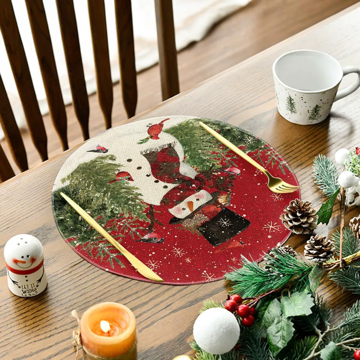 Трансграничная амазонка взрывной рождественский столовый коврик бумажный круглый одноразовый столовый коврик