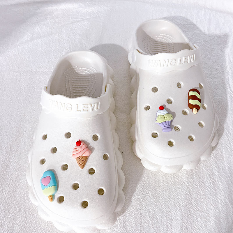 Summer Season Ice Cream Lollipop Heart Shape Shoe Accessories Resin Slippers Summer Shoe Buckle