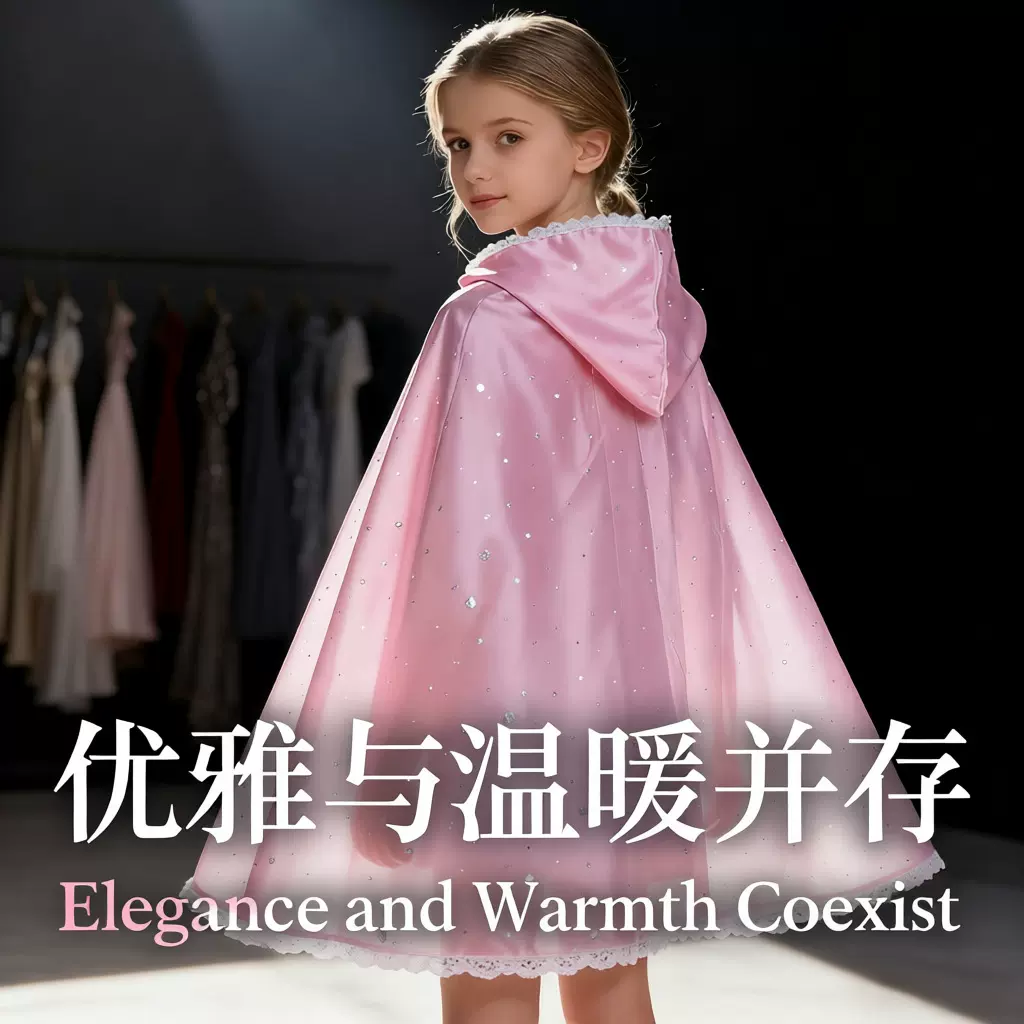 万圣节女童公主披风圣诞节儿童演出礼服裙披肩表演跳舞挡风斗篷