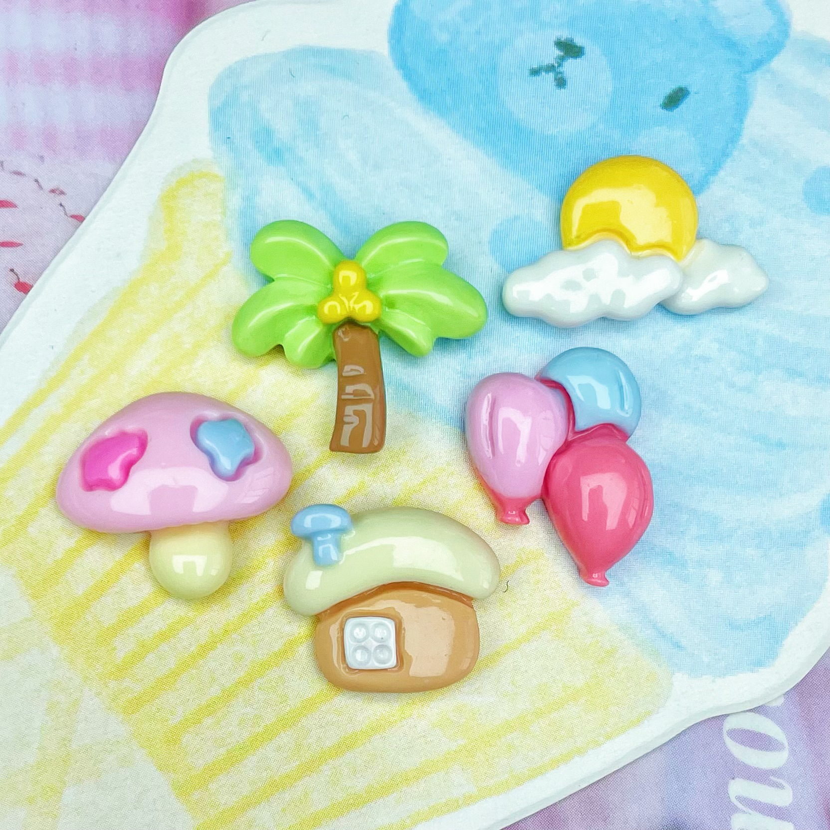 Mini brillante tamaño pequeño globo de coco Sunrise Sun accesorios resina DIY pegamento crema caja del teléfono con horquilla N