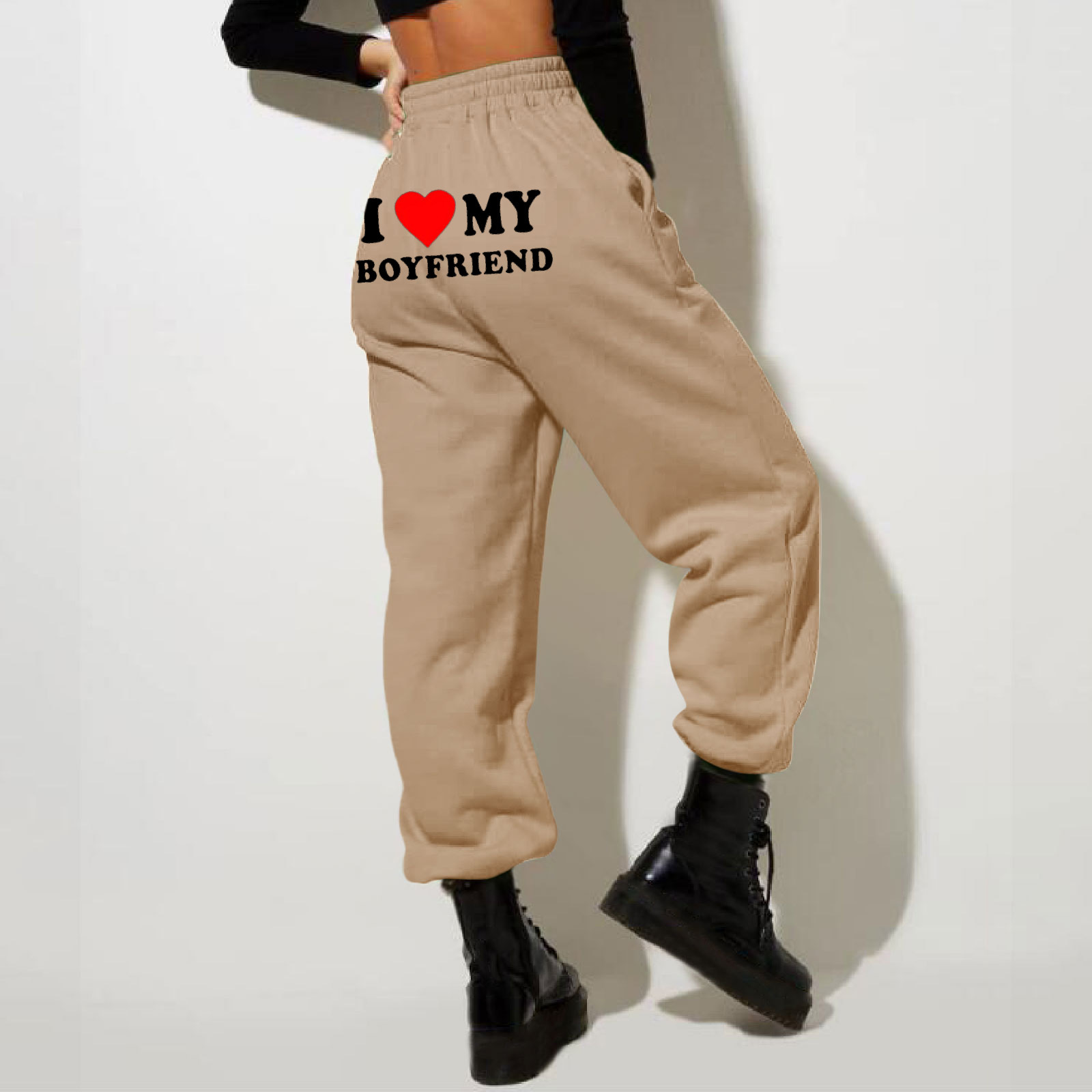 YUHAOTIN I Love My Girlfriend Sweatpants Men's Sweatpants Pants Soft Comfy  Loose Fit Wide Leg Trousers Sports Running Jogger Pants Drawstring 