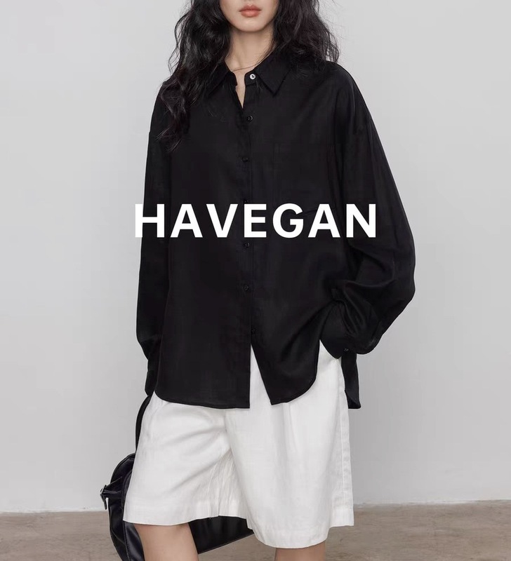与间HAVEGAN/天丝亚麻长袖衬衫女老钱风气质休闲慵懒复古通勤上衣|undefined