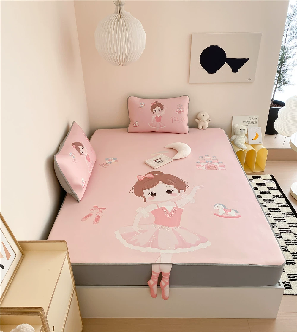 Летний мультяшный милый шелковый коврик, простыня, набор, 3 предмета набор