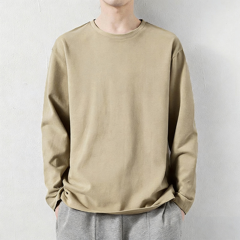 Long-Sleeved T-Shirt Men's Spring and Autum 2025 New Pure Color Casual Top Round Neck Breathable Inner Wear Warm Base Layer Shirt Long-Sleeved T-Shirt Men's Spring and Autum 2025 New Pure Color Casual Top Round Neck Breathable Inner Wear Warm Base Layer Shirt