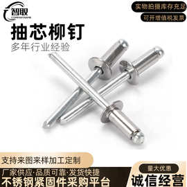 厂家直营304圆头抽芯铆钉GB12617开口型抽心外壳杆子钢M3.2-M6.4