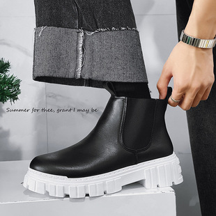 2025 New Martin Boots Black Leather British Style Motorcycle Leather Boots Four Seasons New Chelsea Boots Men's Shoes
