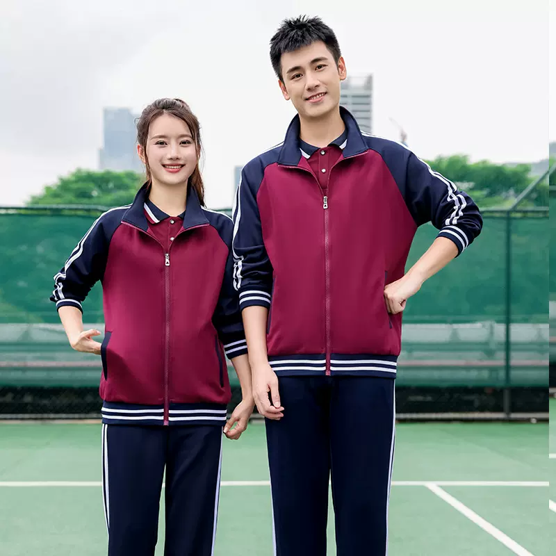 初中班服三件套学院风黑白宽松外套高中小学生运动会校服套装团购