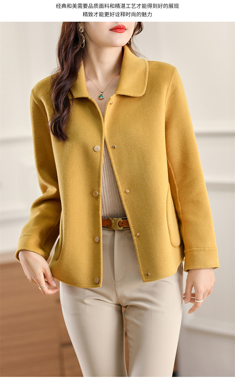 ジャケット・アウター CAEL handmade wool buckle short coat Women 100% Double-face Wool Short Coat Casual Lapel Jacket