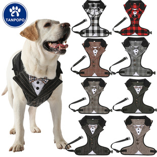 Cross-Border New Products Highly Recommended Dog Pet Tuxedo Plaid Clothes Pet Clothing Wedding Suit Dog Suit