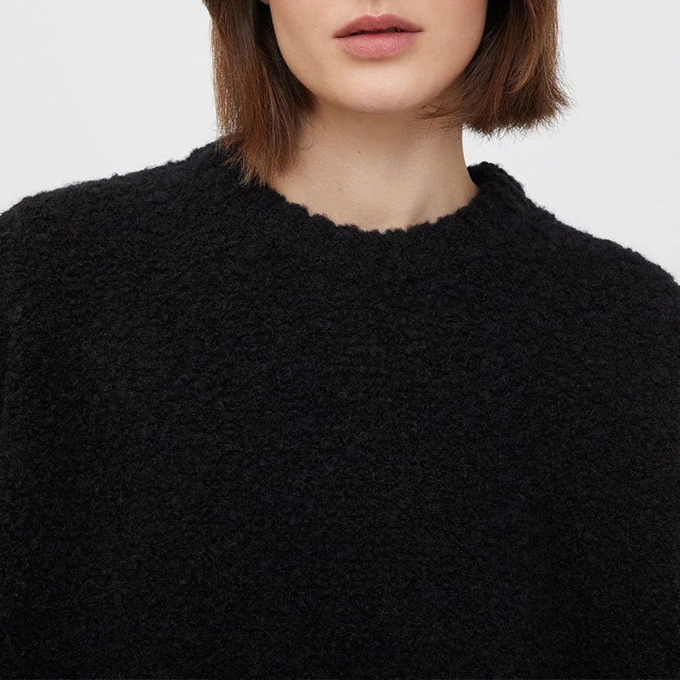 Fashionable elegant black woolen elastic knitted long-sleeve with a…