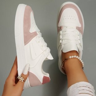 White shoes 2025 cross-border new flat shoes lace-up low-top foreign trade plus size fashion sports casual shoes for women