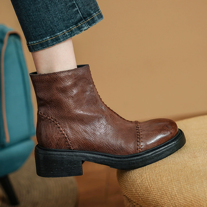 Martens, demi-season low boots platform with zipper, shoes, 2024 years, genuine leather