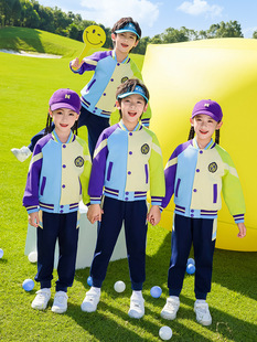 Primary School Uniforms, Spring and Autum Class Uniforms, Kindergarten Uniforms, Sports Games, Summer Uniforms, First Grade Purple Short-Sleeved Four-Piece Set
