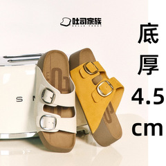 本革〜女の子用ビルケンシュトックシューズ、クオントースト、4.5厚底新作サンダル、万能ビーチアウター