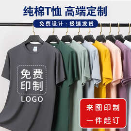 纯棉短袖t恤定制 圆领工作服班服文化广告衫印字logo刺绣t恤定制