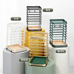 廚房黑色多功能刀架代發碳鋼台面刀具置物架削皮刀剪刀掛鈎瀝水架