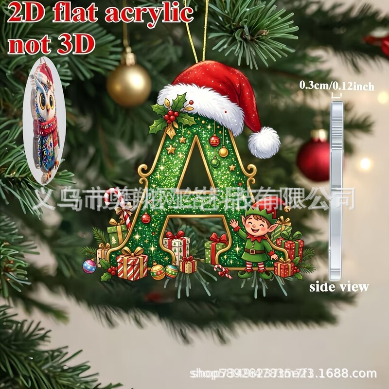 Cross-border hot-selling 2D flat acrylic Christmas new product 26 letter car pendant decorations holiday gift Cross-border hot-selling 2D flat acrylic Christmas new product 26 letter car pendant decorations holiday gift