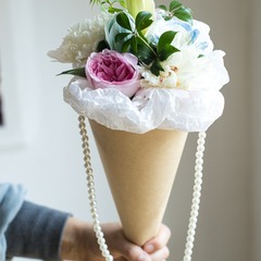 冰淇淋珍珠手提花束材料包花藝鮮花DIY母親節520禮物套裝花店包裝