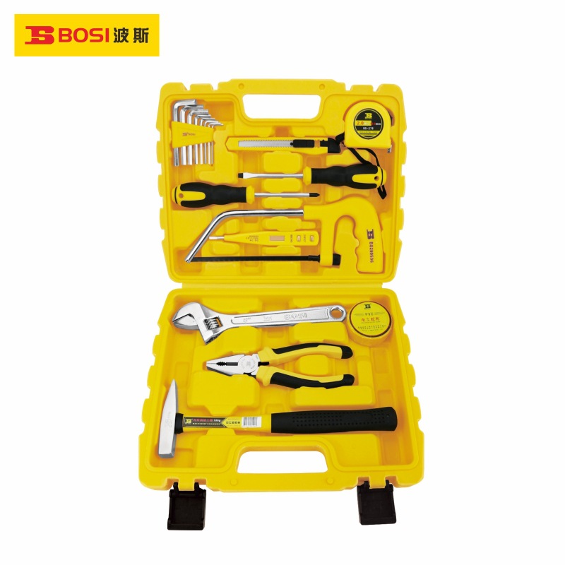 波斯工具18件家用组套工具螺丝批扳手锤子内六角工具箱BS510918