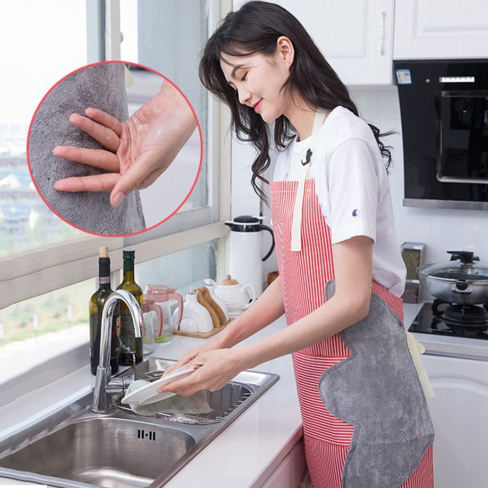 Kitchen Hand-Wiping Apron Korean Fashion Waterproof and Oil-..