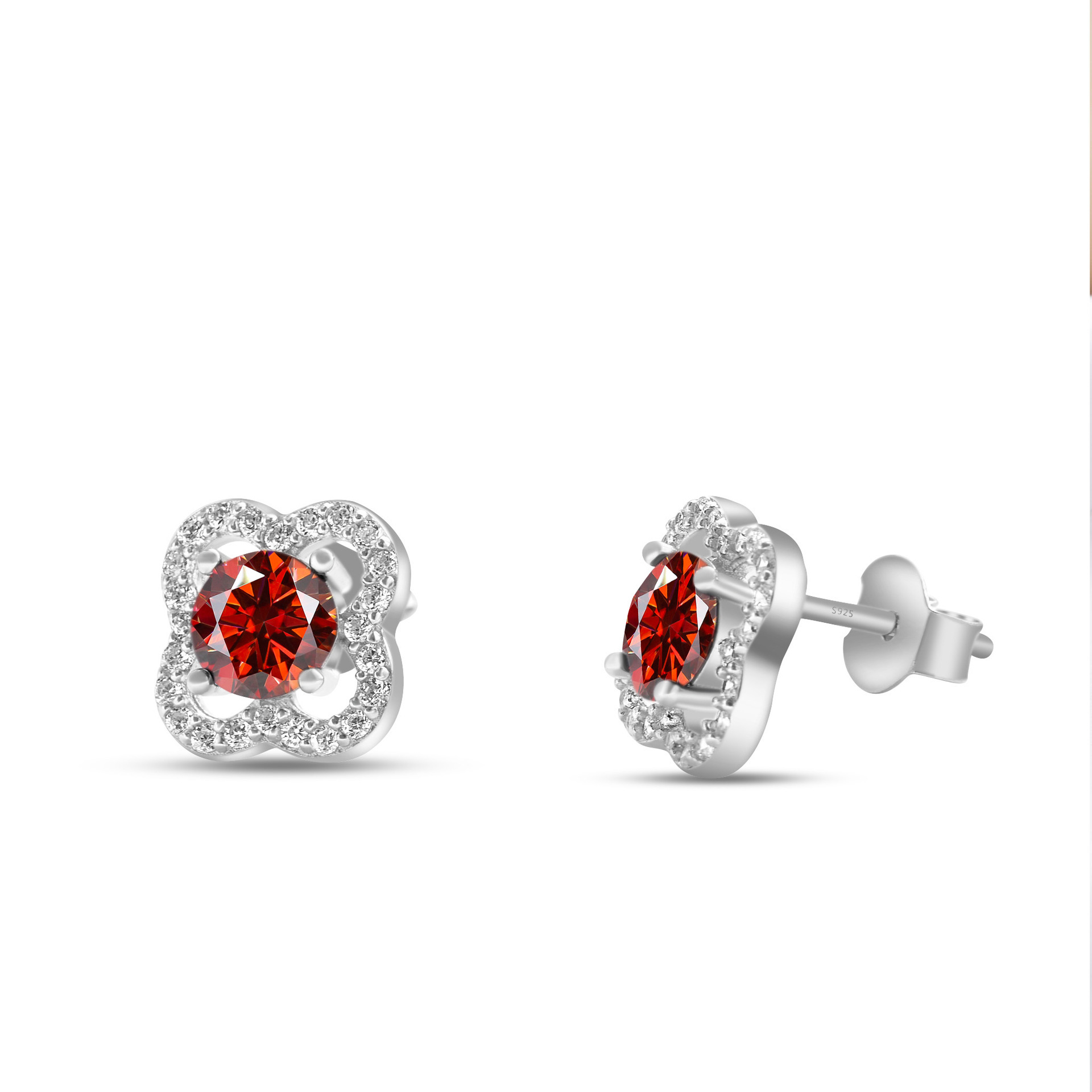 s925 joyería de plata esterlina moissanite cuatro hojas pernos de orejas damas micro color D 50 puntos / 1ct pendientes directos de fábrica