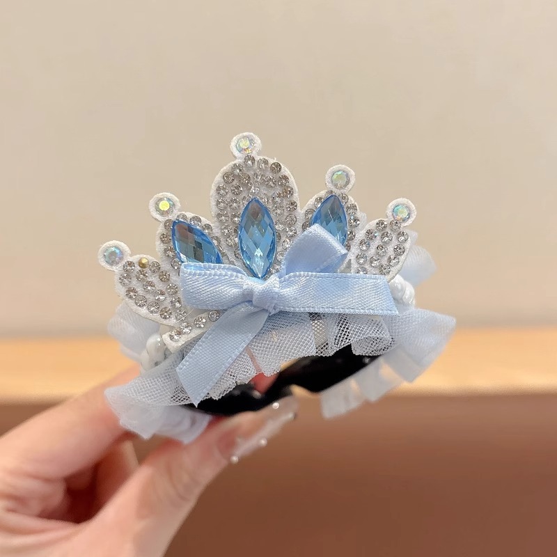 オーシャンブルーの女の子のプリンセスヘッドクラウンヘアバックル、怠け者の必需品、ヘアオーガナイザーコーム、子供用の小さなヘアピンヘアアクセサリー|undefined