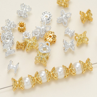 Handmade diy jewelry accessories 18k gold-plated color double-sided hollow flower holder bead holder bracelet beaded accessories wholesale
