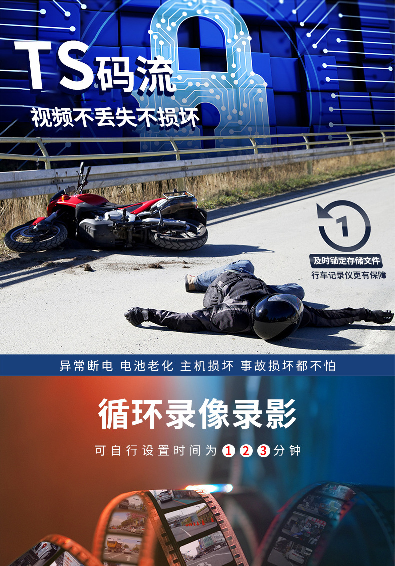 Motorcycle Driving Recorder 1080P High-Definition Dual Lens Waterproof Motorcycle Recorder Parking Wholesale