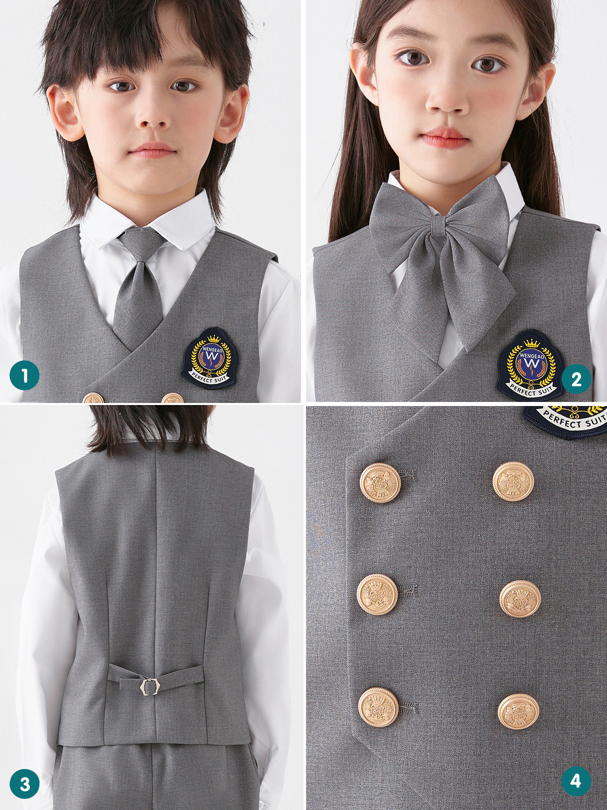 ノースリーブベストスーツ幼稚園英国スタイルの学校制服小学生クラスの制服パフォーマンス服子供の卒業パフォーマンス服