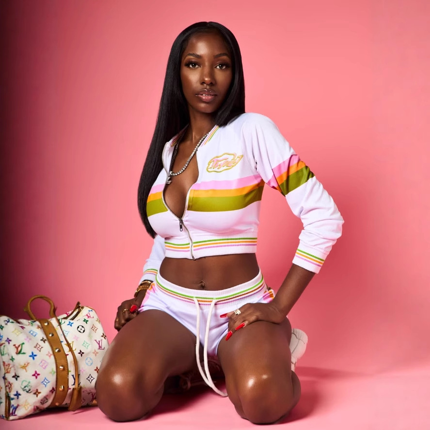 Fc1407 Cross-Border European and American Sexy Hot Girl Zipper Color-Block Shorts Fashion Suit Women's Clothing