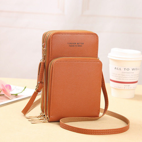 2024 New Large Capacity Multifunctional Solid Color Fashion Simple Shoulder Small Bag Touch Screen Crossbody Mobile Phone Bag for Women