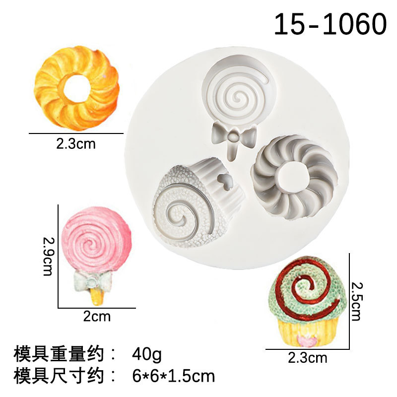 Donut Lollipop helado postre silicona molde hecho a mano DIY material epoxi crema pegamento teléfono caso Accesorios