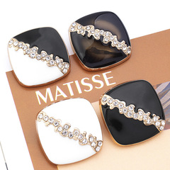 大衣紐扣西裝西服高檔時尚精緻高端鑲鑽水鑽金屬裝飾大顆方形扣子