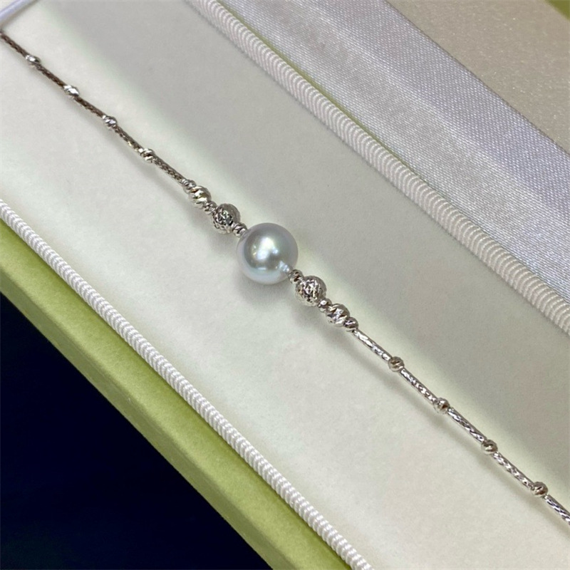 패션 클래식 18K 바닷물 정말 대마 파인애플 볼 팔찌 8-8.5MM 라운드 강한 빛 거의 완벽한 여성