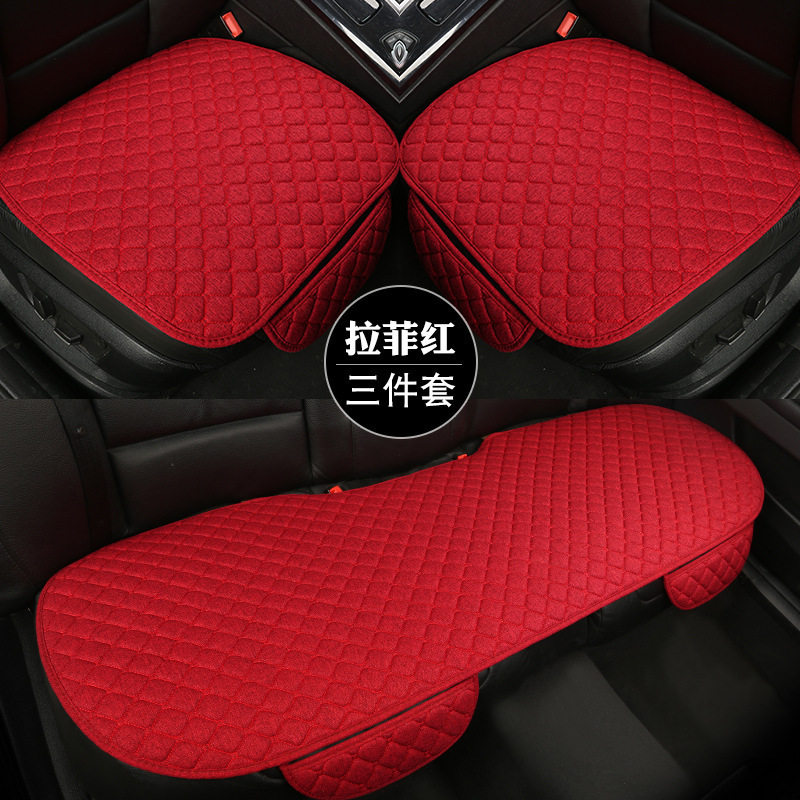 メーカーの自動車の座布団の四季の通気性の亜麻の3つのセットの四角の丸い点の刺繍の小さいモノリシックの通用の座布団|undefined